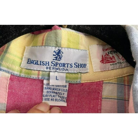 ENGLISH SPORT SHOP CASUAL MENS Handwoven PATCH BUTTON DOWN SHORT SLEEVE Size L - Picture 5 of 8